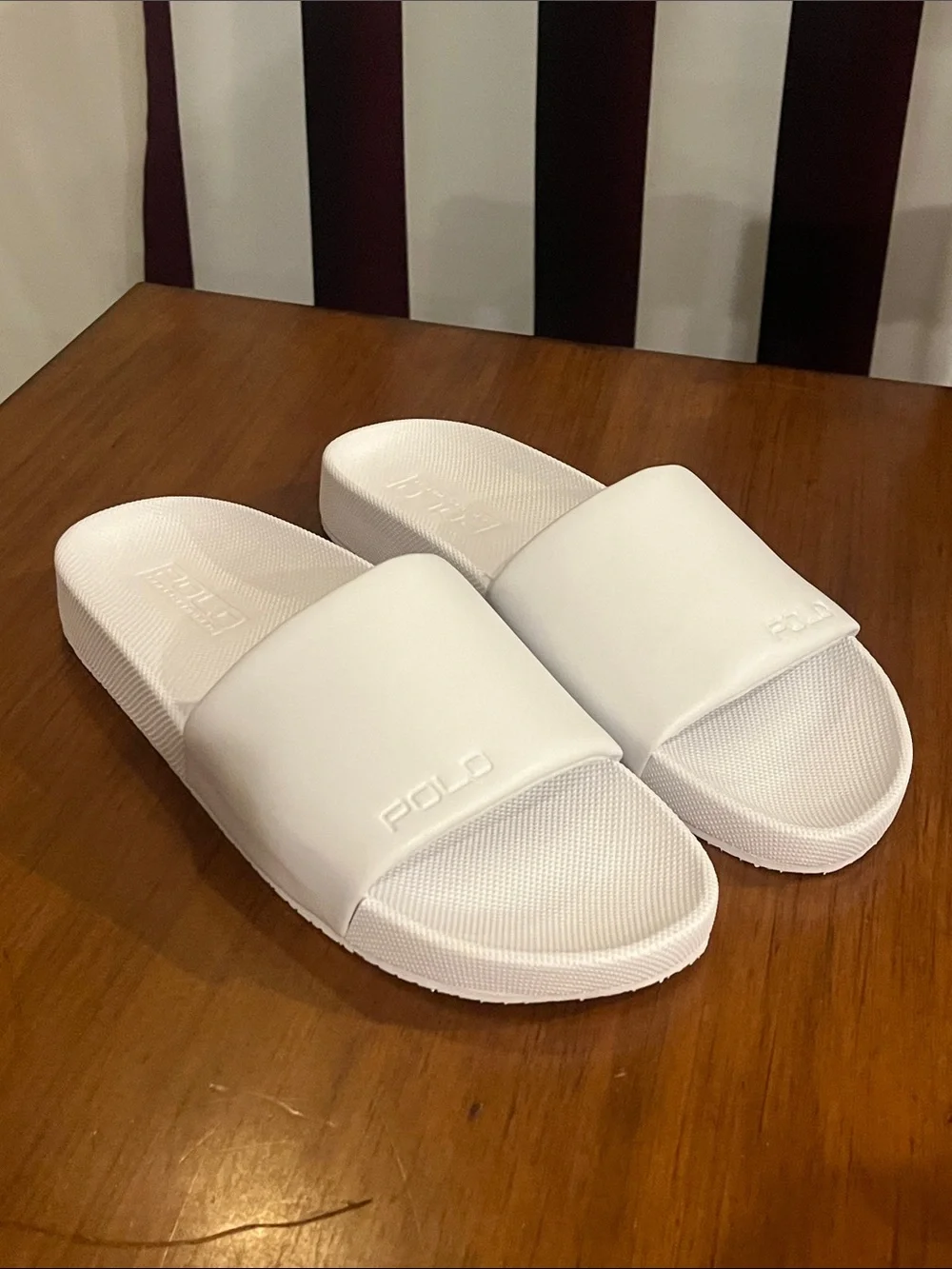 Polo Ralph Lauren Cayson Slides Sandals Shoes new white synthetic Men’s size 15